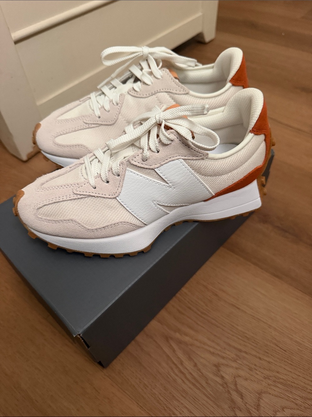 Women’s Neutral linen & Orange Retro Runner Sneakers
